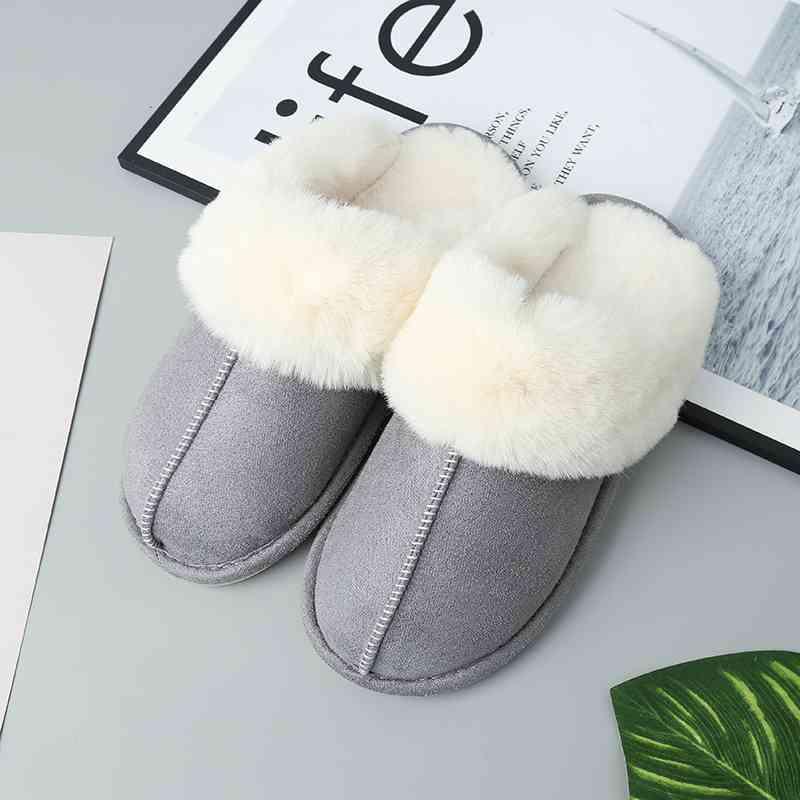 Faux Suede Center Seam Slippers - Browngold Fashion