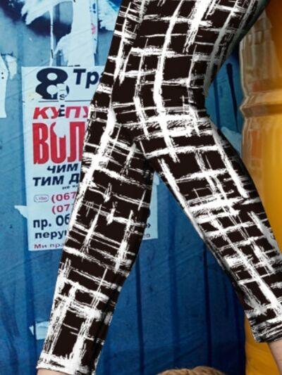 Printed High Waist Skinny Leggings - Browngold Fashion