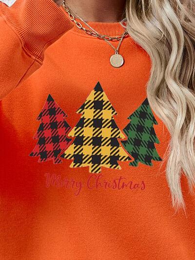 MERRY CHRISTMAS Dropped Shoulder Sweatshirt - Browngold Fashion