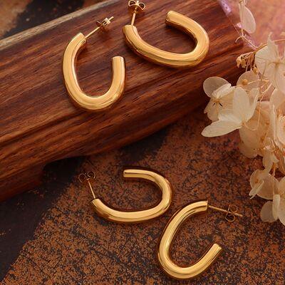 Titanium Steel Gold-Plated Earrings - Browngold Fashion