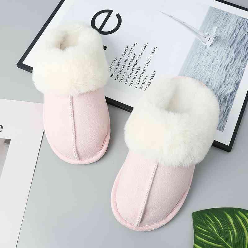 Faux Suede Center Seam Slippers - Browngold Fashion