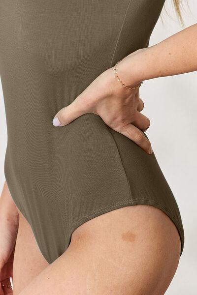 Basic Bae Full Size Round Neck Short Sleeve Bodysuit - Browngold Fashion