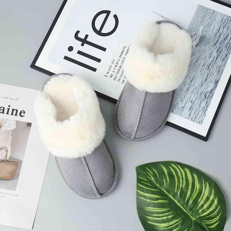 Faux Suede Center Seam Slippers - Browngold Fashion