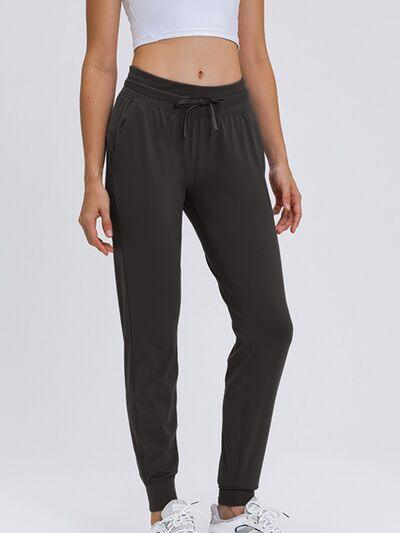 Double Take Tied Joggers with Pockets - Browngold Fashion