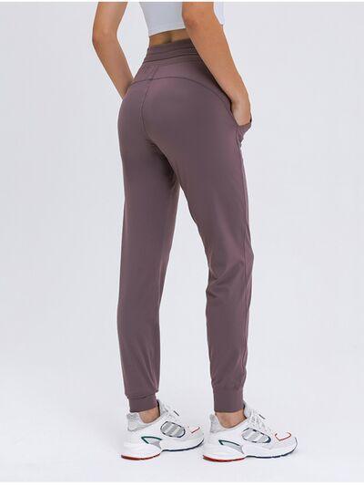 Double Take Tied Joggers with Pockets - Browngold Fashion