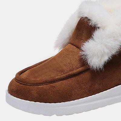 Furry Suede Snow Boots - Browngold Fashion
