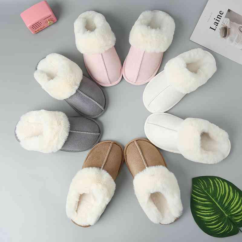 Faux Suede Center Seam Slippers - Browngold Fashion