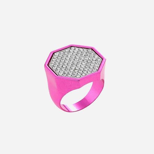 Geometric Glass Stone Alloy Ring - Browngold Fashion