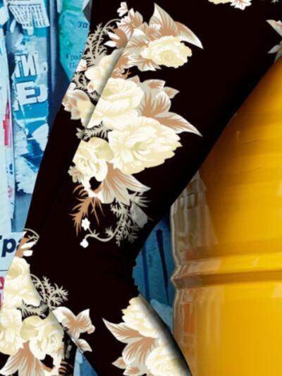 Printed High Waist Skinny Leggings - Browngold Fashion