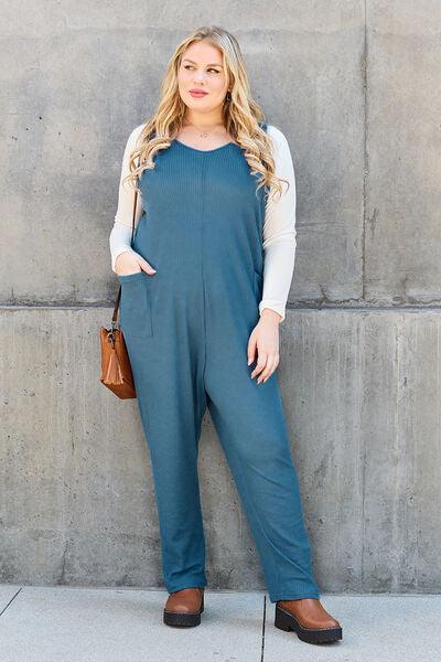 Double Take Full Size Sleeveless Straight Jumpsuit - Browngold Fashion