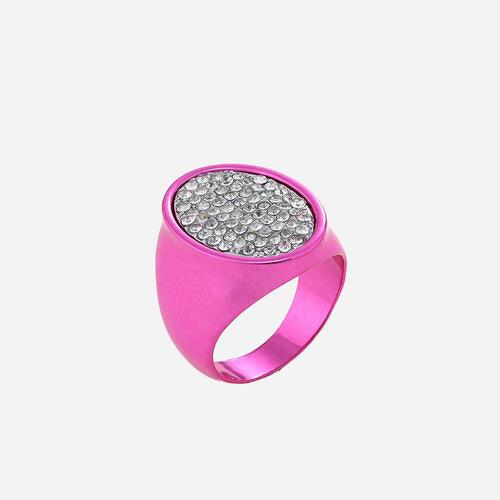Geometric Glass Stone Alloy Ring - Browngold Fashion