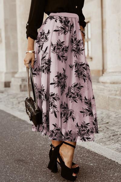 Embroidered High Waist Maxi Skirt - Browngold Fashion