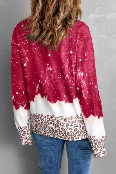 BE MINE Leopard Round Neck Sweatshirt - Browngold Fashion