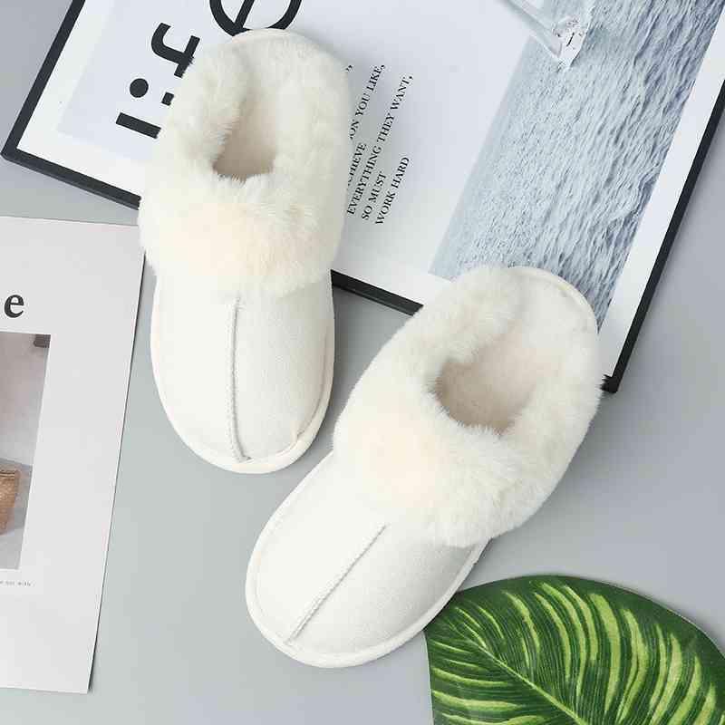 Faux Suede Center Seam Slippers - Browngold Fashion