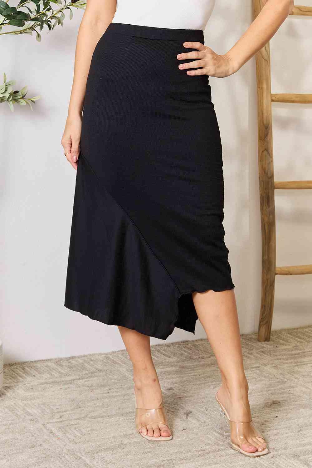 Culture Code Full Size High Waist Midi Skirt - Browngold Fashion