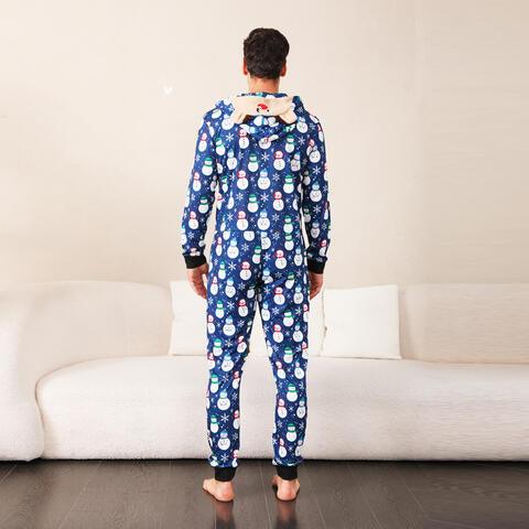 Snowman Print Hooded Jumpsuit - Browngold Fashion
