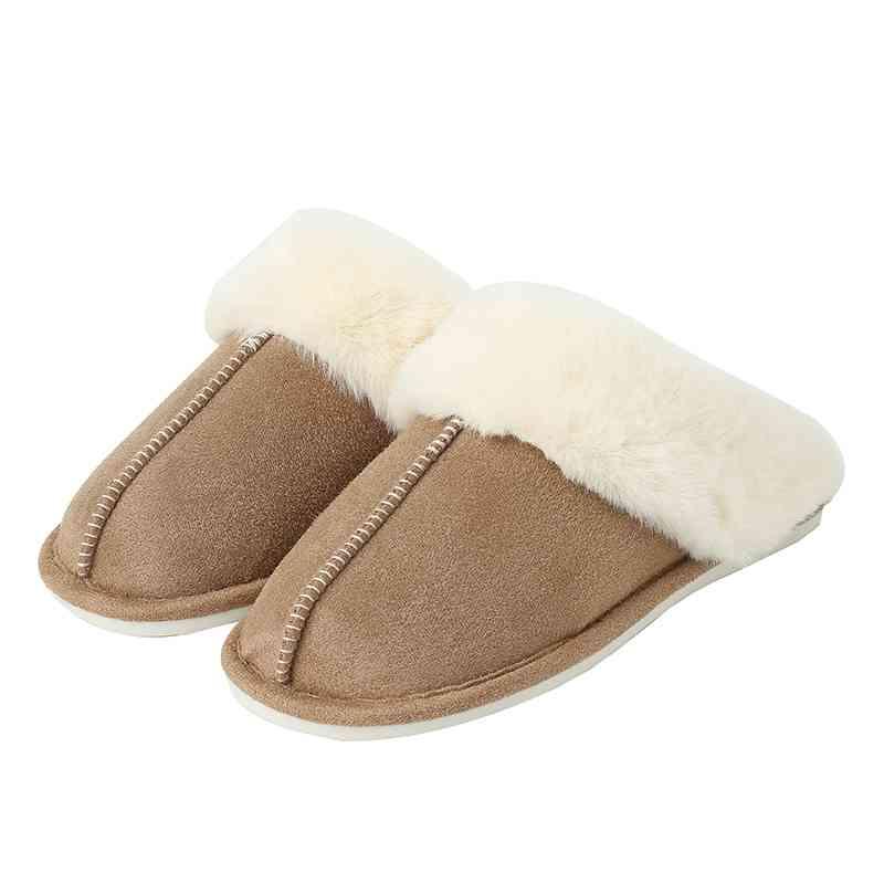 Faux Suede Center Seam Slippers - Browngold Fashion