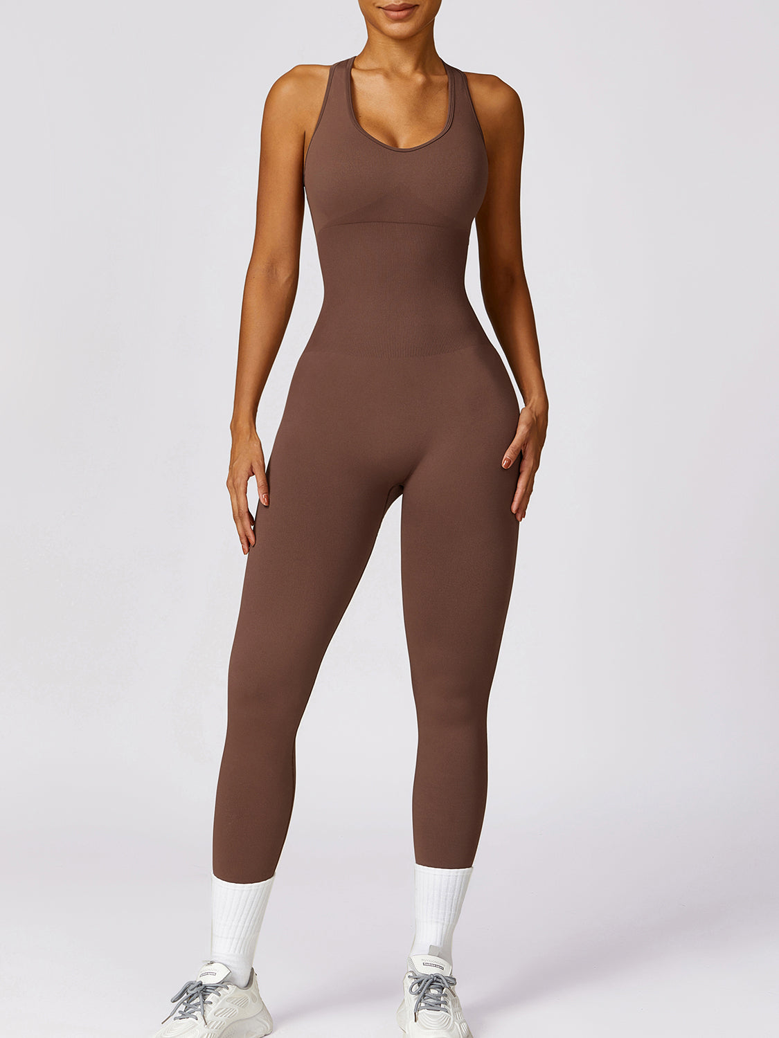 Basic Bae Sleeveless Cutout Racerback Active Jumpsuit