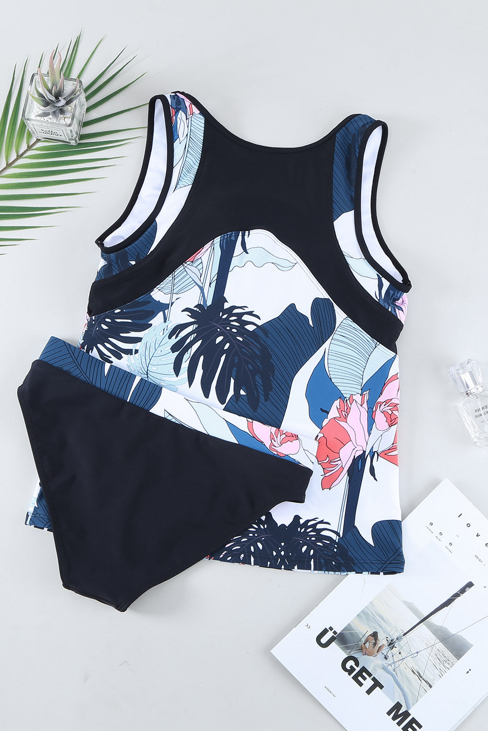 Printed Wide Strap Tankini Set