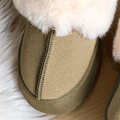 Furry Chunky Platform Slippers - Browngold Fashion