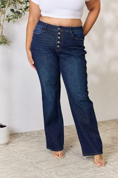 Judy Blue Full Size Button-Fly Straight Jeans - Browngold Fashion