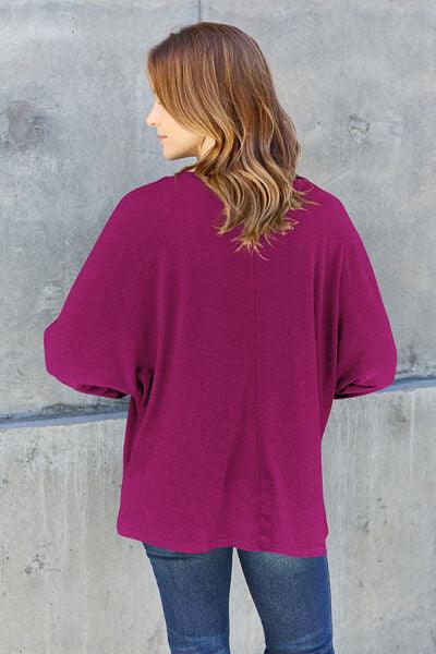 Double Take Full Size Round Neck Long Sleeve T-Shirt - Browngold Fashion