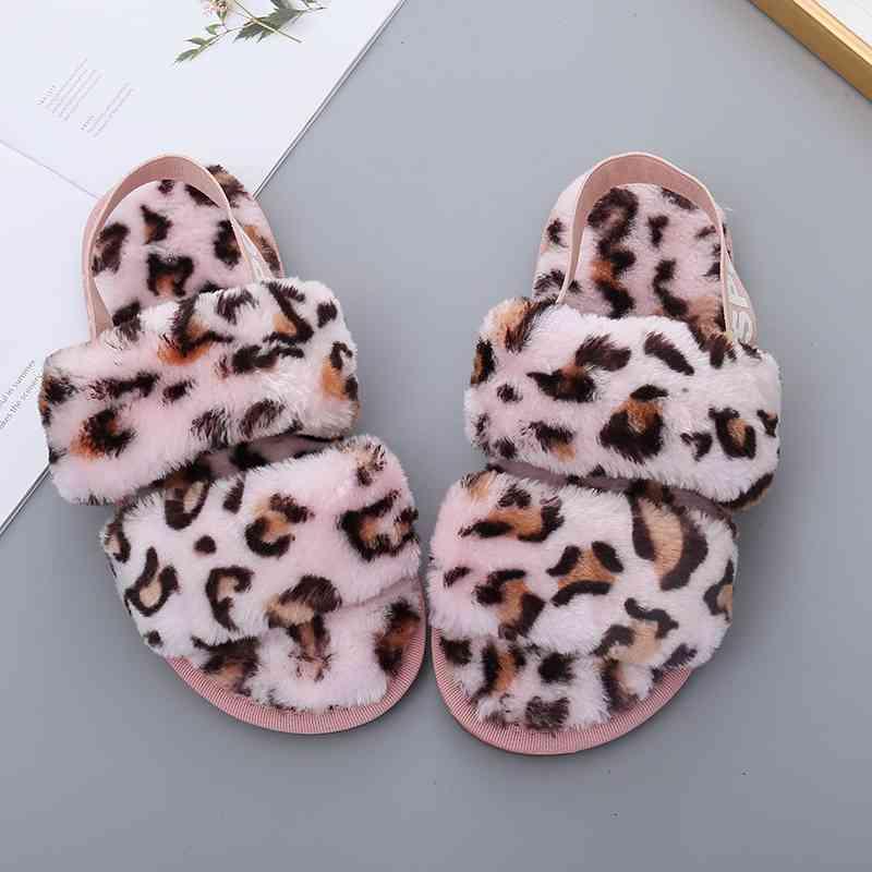 Faux Fur Open Toe Slippers - Browngold Fashion