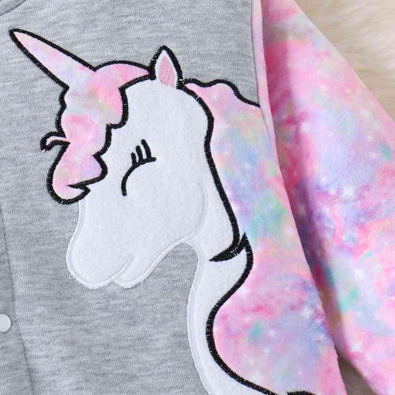 Unicorn Graphic Long Sleeve Jacket - Browngold Fashion