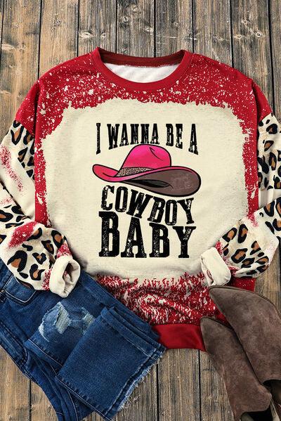 I WANNA BE A COWBOY BABY Round Neck Sweatshirt - Browngold Fashion