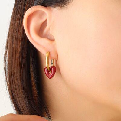 Heart Titanium Steel Earrings - Browngold Fashion