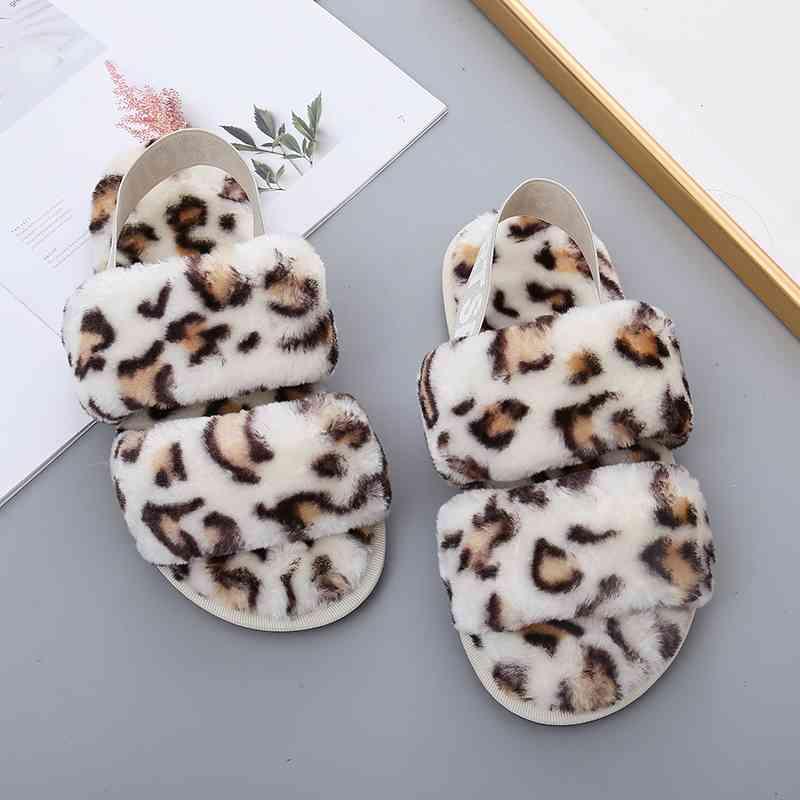 Faux Fur Open Toe Slippers - Browngold Fashion