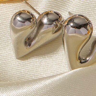 Heart Shape Stainless Steel Stud Earrings - Browngold Fashion