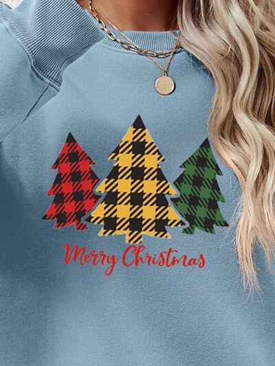 MERRY CHRISTMAS Dropped Shoulder Sweatshirt - Browngold Fashion