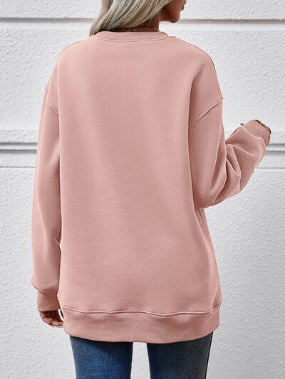 MERRY CHRISTMAS Dropped Shoulder Sweatshirt - Browngold Fashion