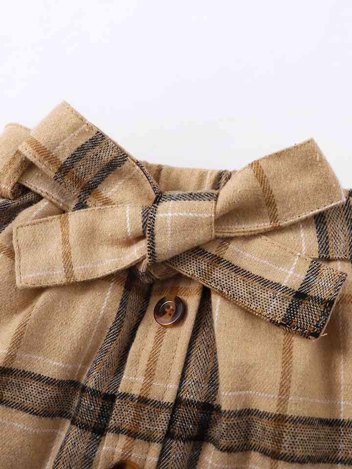 Turtle Neck Long Sleeve Ribbed Top and Plaid Skirt Set - Browngold Fashion