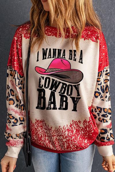 I WANNA BE A COWBOY BABY Round Neck Sweatshirt - Browngold Fashion