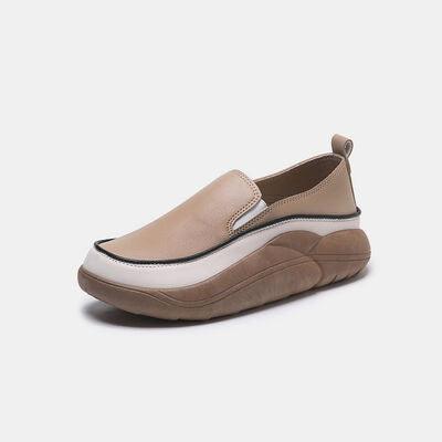 Chunky Slip On Shoes - Browngold Fashion