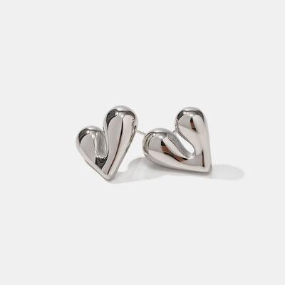 Heart Shape Stainless Steel Stud Earrings - Browngold Fashion