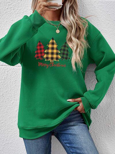 MERRY CHRISTMAS Dropped Shoulder Sweatshirt - Browngold Fashion