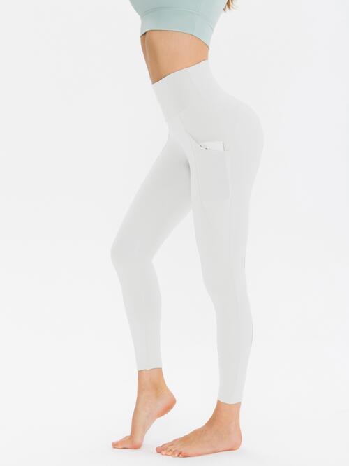 Wide Waistband Sports Leggings - Browngold Fashion