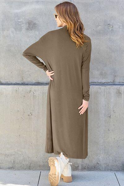 Basic Bae Full Size Open Front Long Sleeve Cover Up - Browngold Fashion