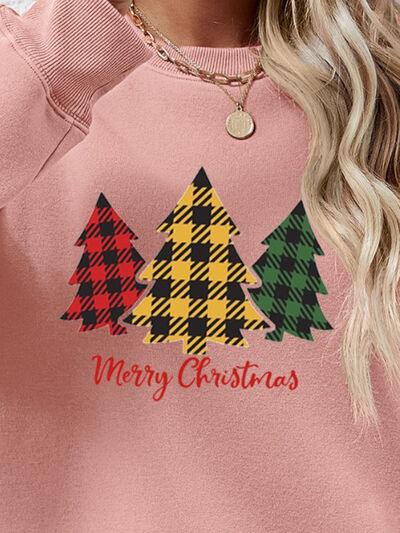 MERRY CHRISTMAS Dropped Shoulder Sweatshirt - Browngold Fashion