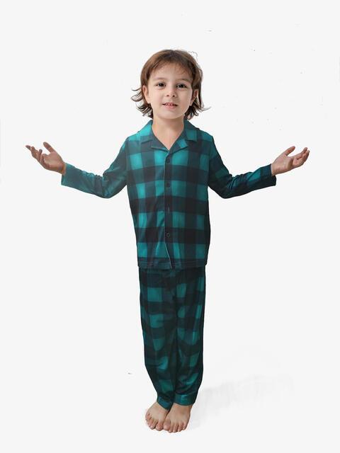 Boy Plaid Shirt and Pants Set - Browngold Fashion