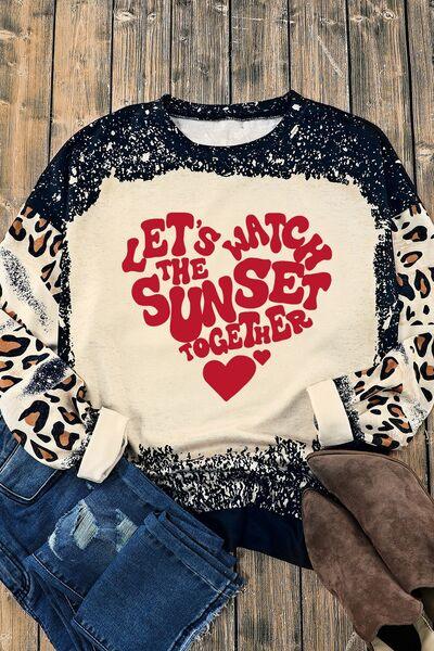 LET'S WATCH THE SUNSET TOGETHER Leopard Round Neck Sweatshirt - Browngold Fashion