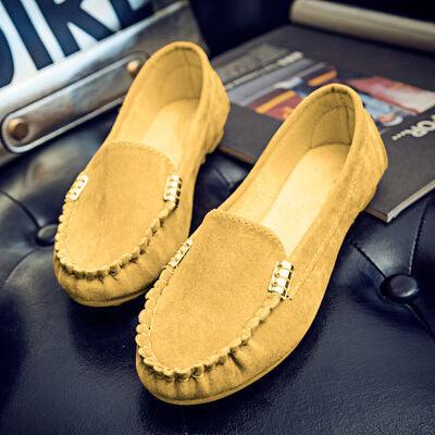 Metal Buckle Soft Round Toe Loafers - Browngold Fashion