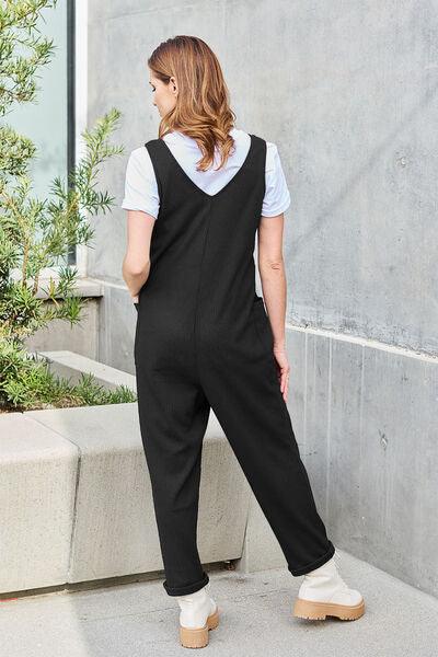 Double Take Full Size Sleeveless Straight Jumpsuit - Browngold Fashion