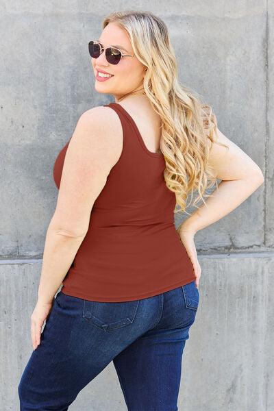 Basic Bae Full Size Square Neck Wide Strap Tank - Browngold Fashion