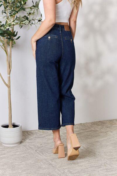 Judy Blue Full Size High Waist Cropped Wide Leg Jeans - Browngold Fashion