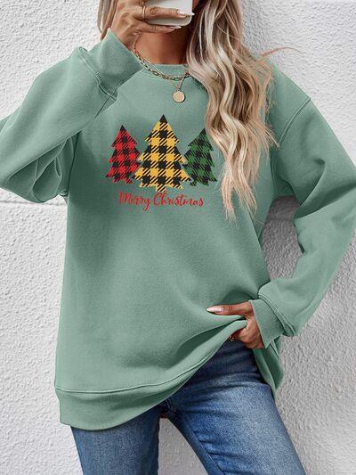 MERRY CHRISTMAS Dropped Shoulder Sweatshirt - Browngold Fashion