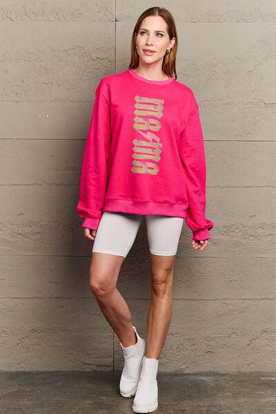 Simply Love Full Size MAMA Round Neck Sweatshirt - Browngold Fashion